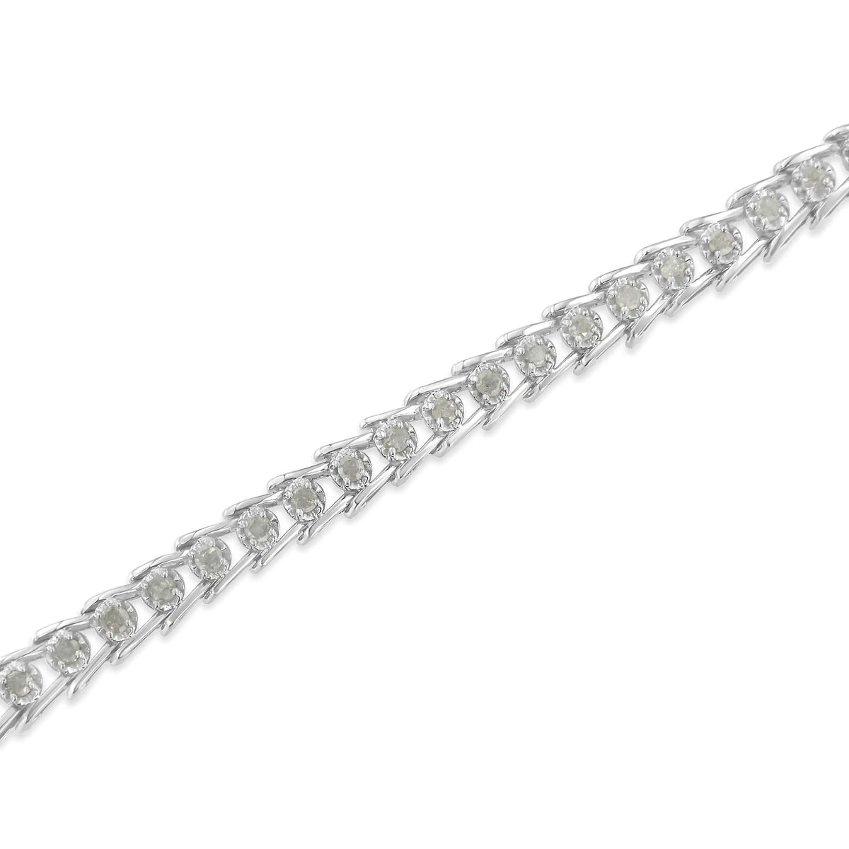 .925 Sterling Silver 2.0 Cttw Diamond Fan Link Tennis Bracelet (I-J Color, I3 Clarity) - 7”