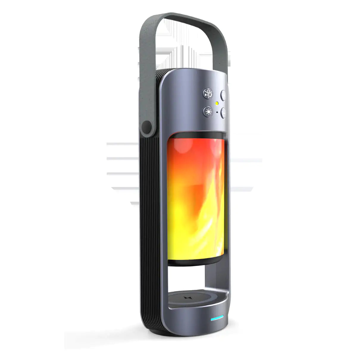 Lanterne LED à flammes dansantes avec haut-parleur Bluetooth et chargeur de téléphone sans fil 