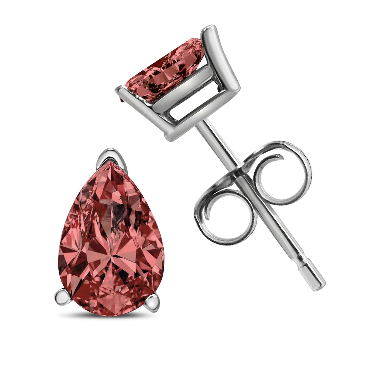 Aros clásicos de 4 puntas con diamantes negros cuadrados de talla princesa de 2,00 ct en plata esterlina 925 con cierre de rosca (color elegante, claridad I2-I3)