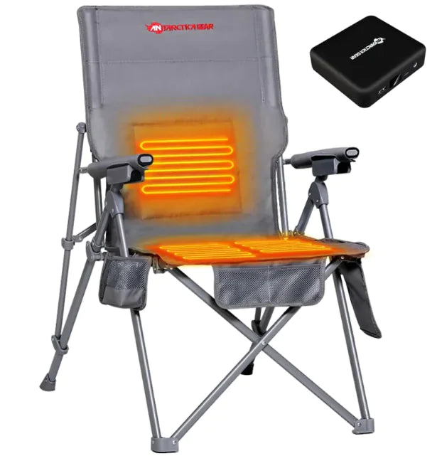 Silla de camping con calefacción Antarctica Gear con batería de 12 V y 5 bolsillos