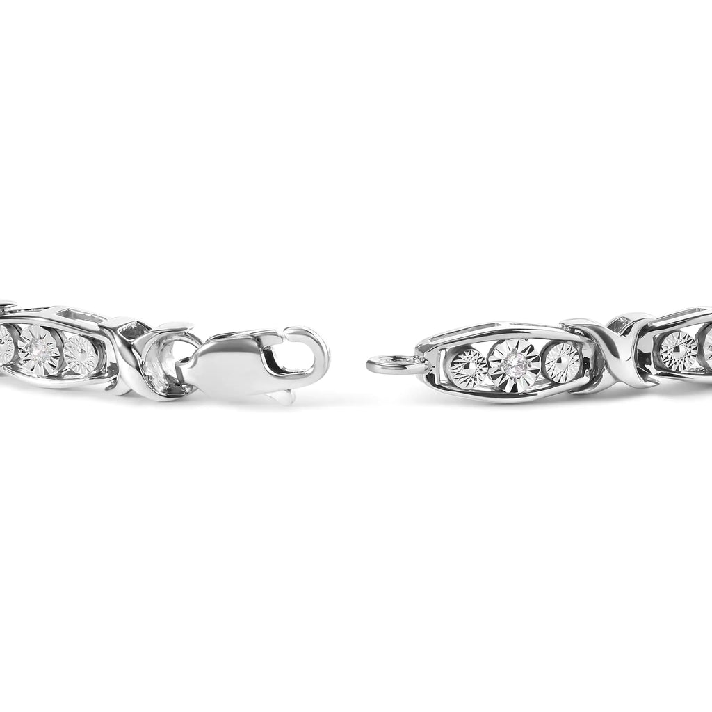 Pulsera de eslabones de diamantes redondos de 1/4 ct en plata de ley 925 (tamaño 7,50 in) (color IJ, claridad I2-I3)