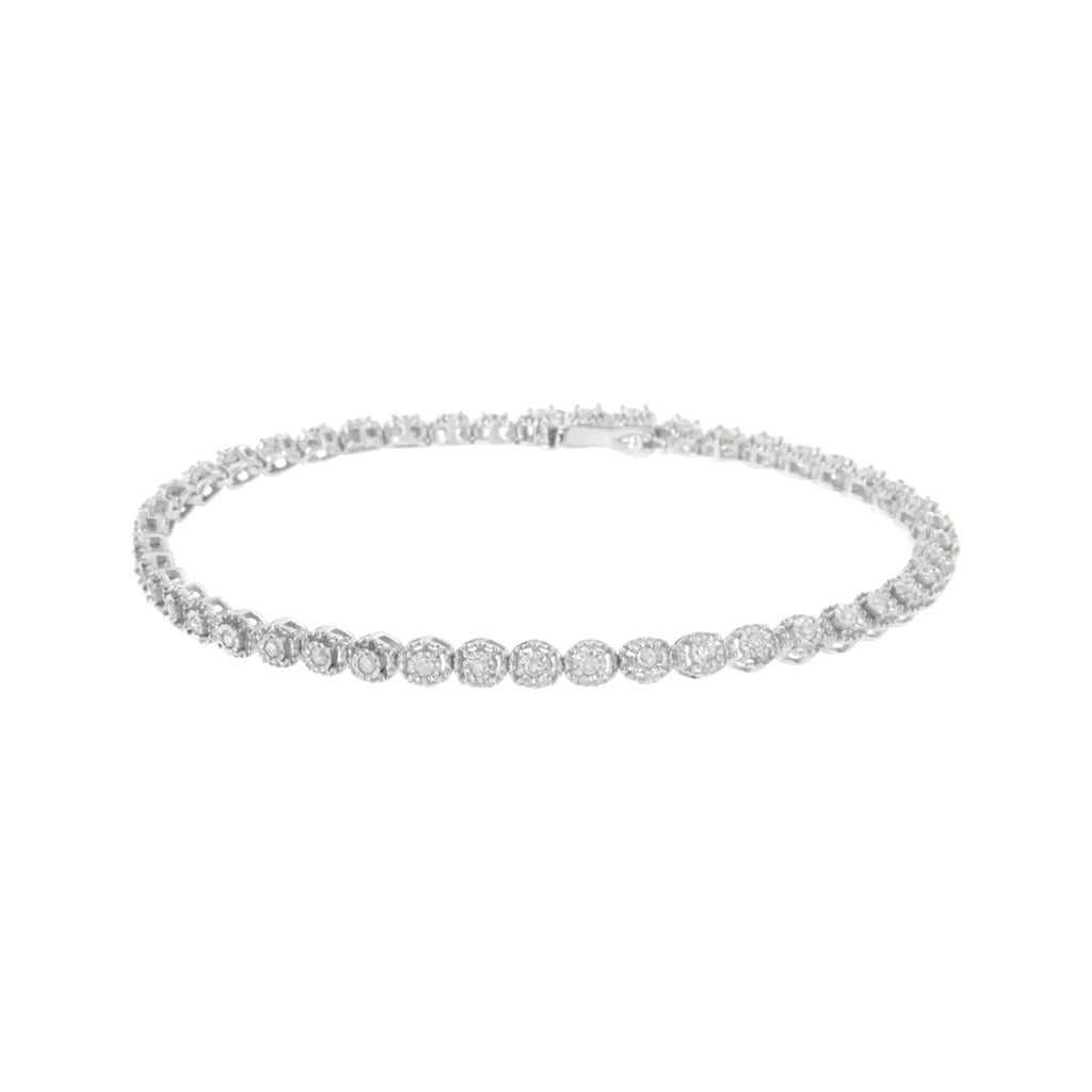 Bracelet tennis en argent sterling 925 1/2 ct avec diamants sertis miracle (IJ, I3) - 7,25