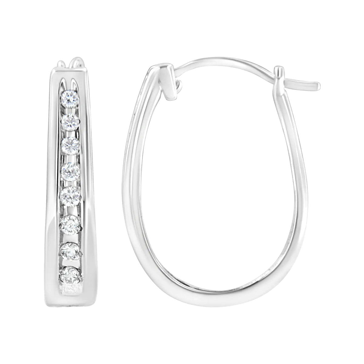 Aros de diamantes cultivados en laboratorio de 1/4 ct en plata esterlina 925 (color FG, claridad VS2-SI1)