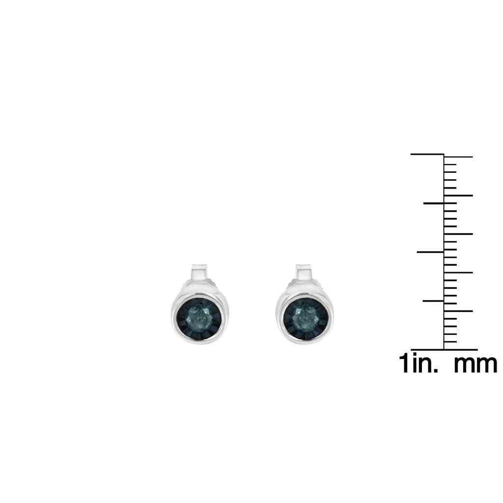 Aros con diamantes azules de talla brillante de 1/5 ct engastados en forma de milagro en plata de ley 925 (color elegante, claridad I2-I3)