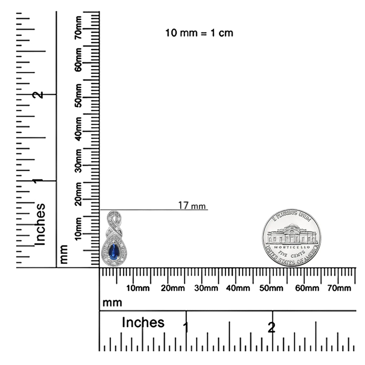 Aros colgantes con forma de infinito con piedra preciosa de zafiro en forma de pera de 4,5 x 3 mm y detalles de diamantes en plata de ley 925 (color HI, claridad SI1-SI2)