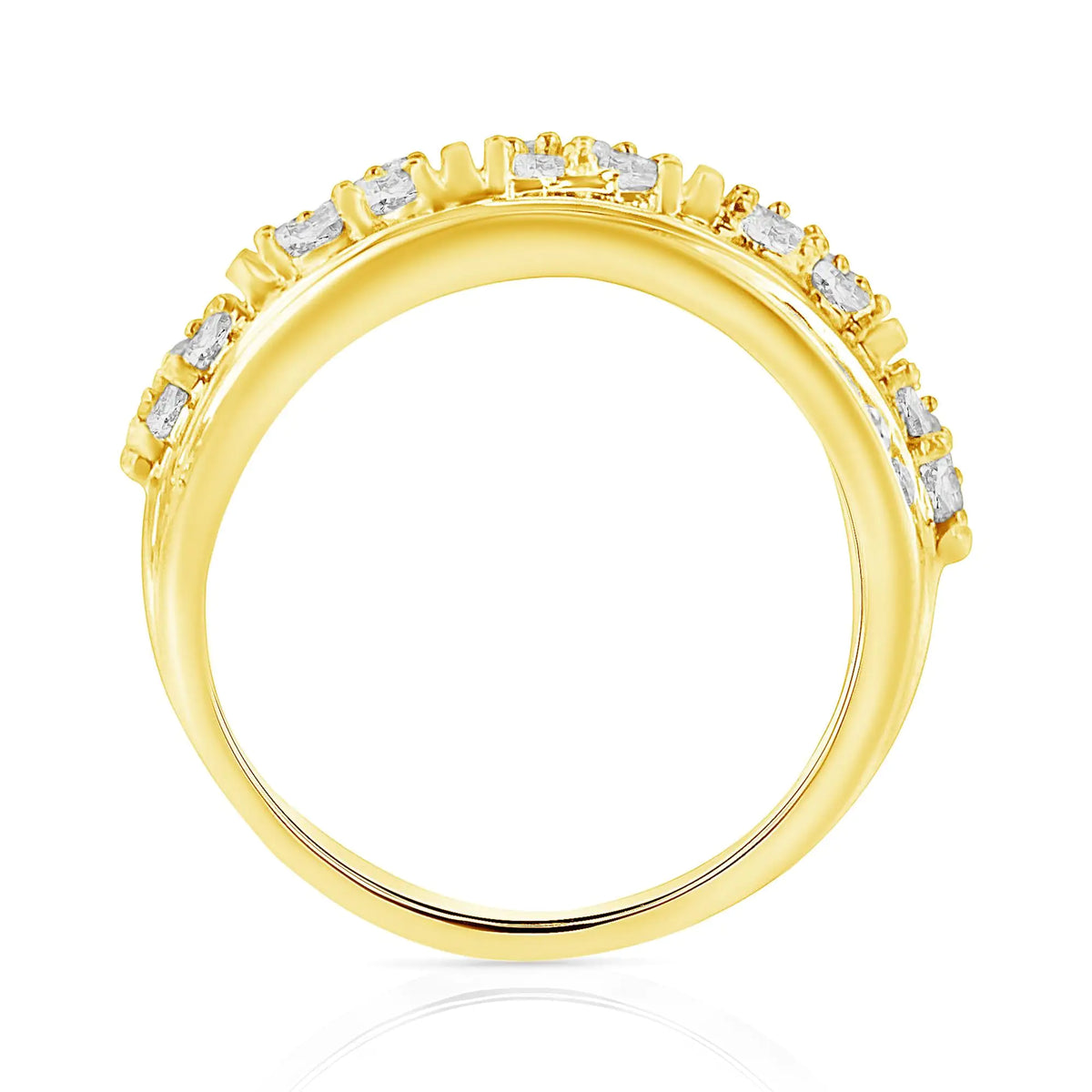 Anillo de cóctel de moda cónico con diamantes de talla baguette y redonda de 2,0 ct en plata esterlina 925 con múltiples filas y engaste en canal (color IJ, claridad I3)