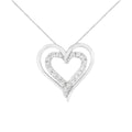 Collar con colgante de corazón doble abierto de diamantes de 1/4 cttw en plata de ley 925 de 18" (claridad IJ, color I2-I3)