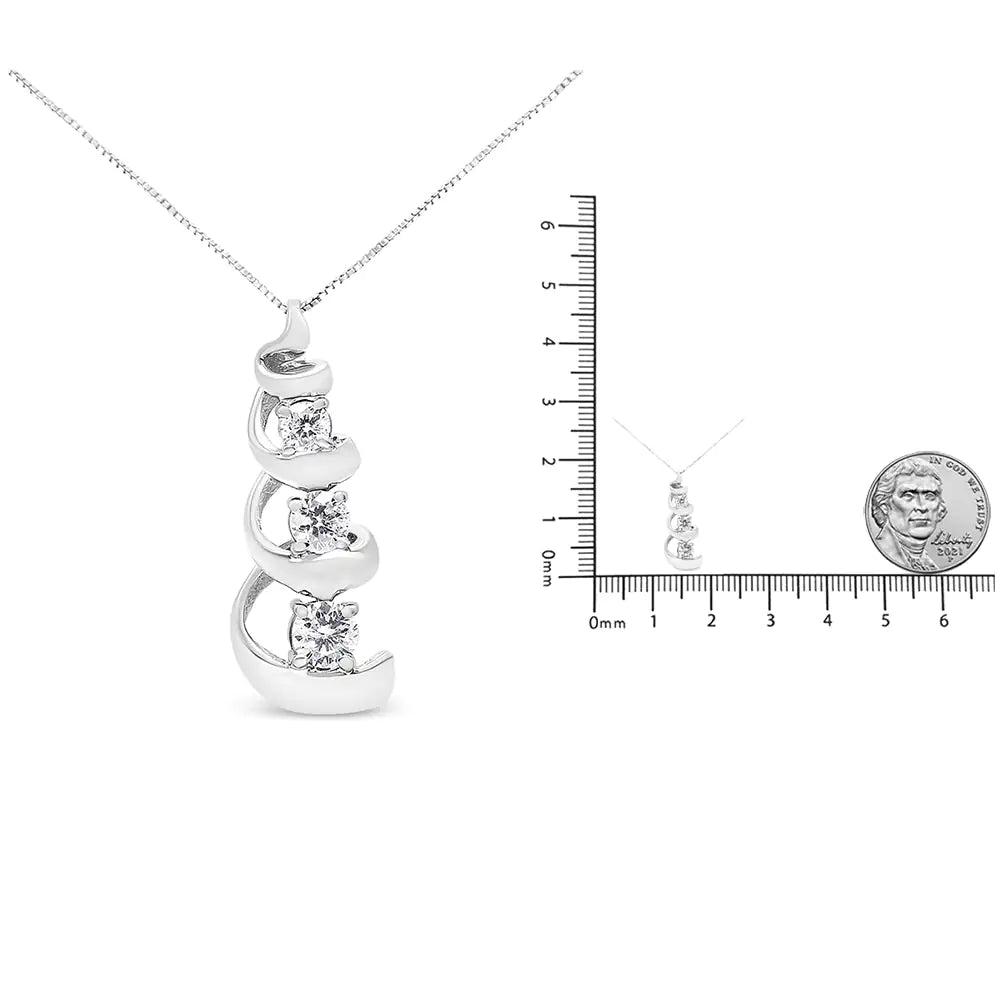 Collar con colgante en forma de espiral de diamantes de 1/4 ct en plata de ley 925 (IJ, I2-I3)