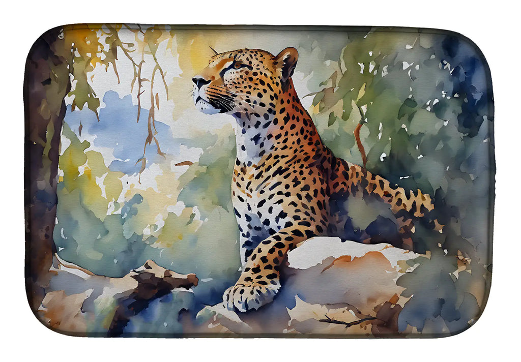 Esterilla para secar platos con estampado de leopardo
