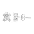Aros con forma de "X" de diamantes de talla princesa y redonda engastados con placa Miracle de 1/4 ct en plata esterlina 925 (color IJ, claridad I2-I3)