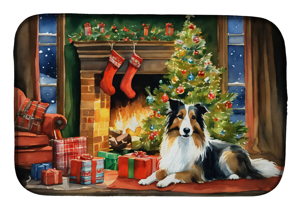 Alfombrilla para secar platos navideña acogedora de Sheltie