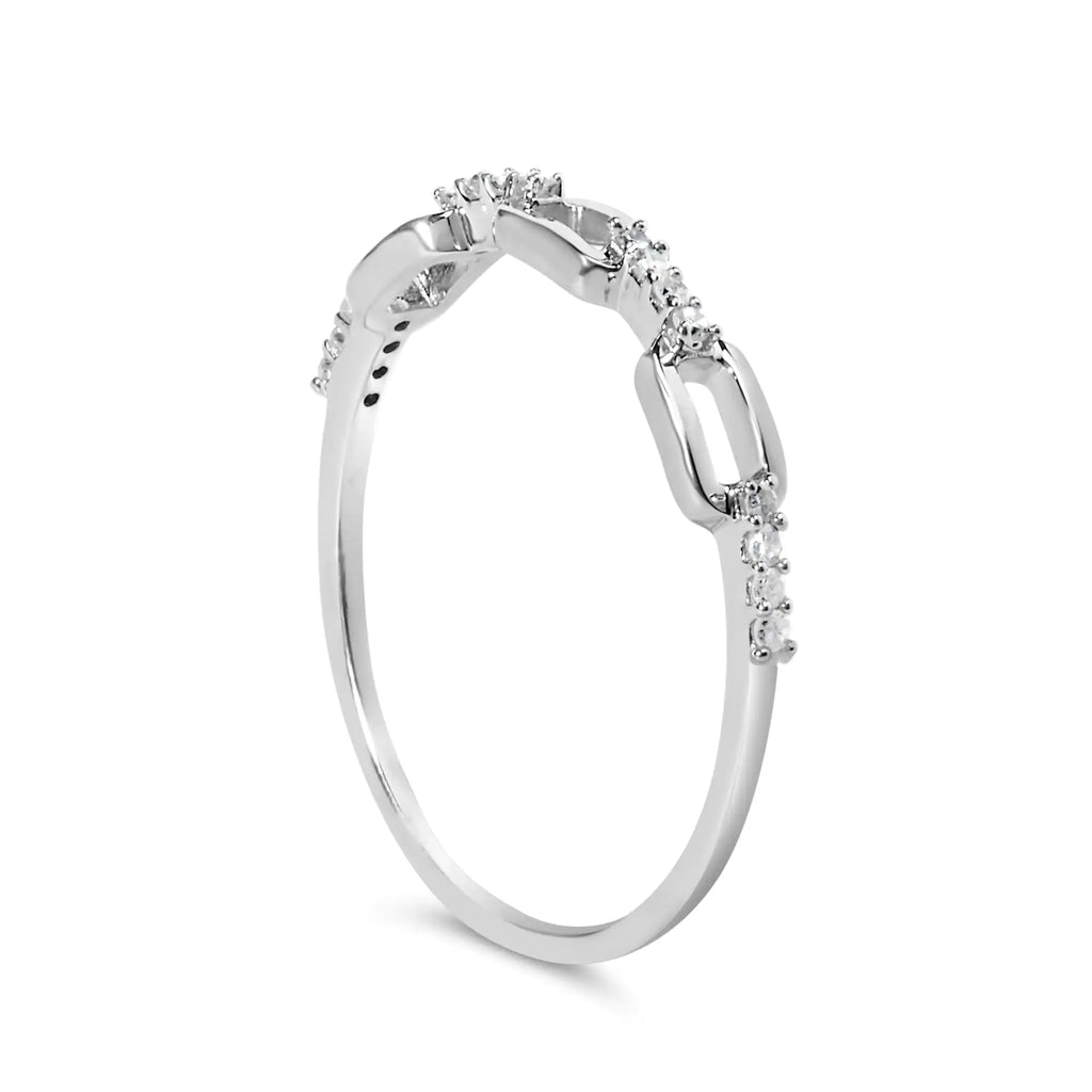 Anillo de plata de ley 925 con detalle de diamantes y banda con clip (color IJ, claridad I2-I3)
