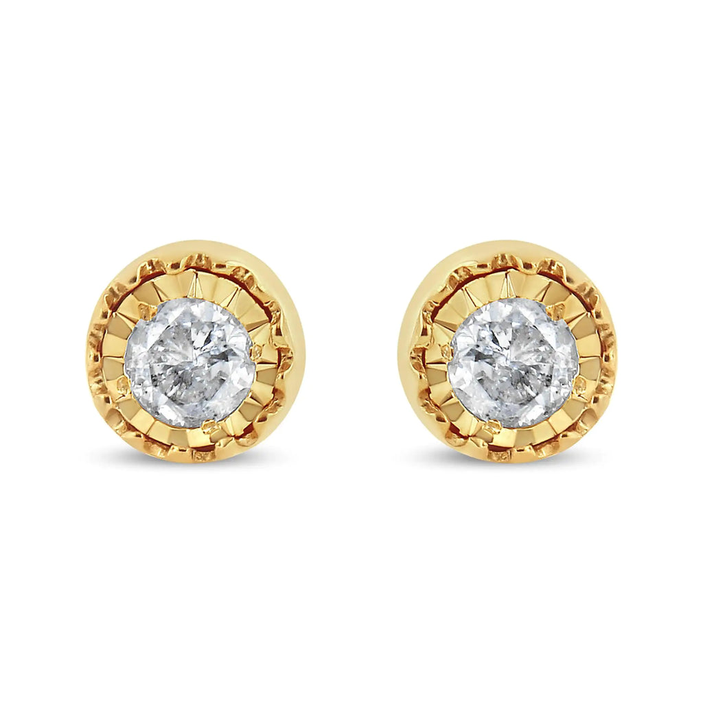 Pendientes de botón con solitario de diamantes de 3/8 quilates en plata de ley 925 Miracle Set (color JK, claridad I3)