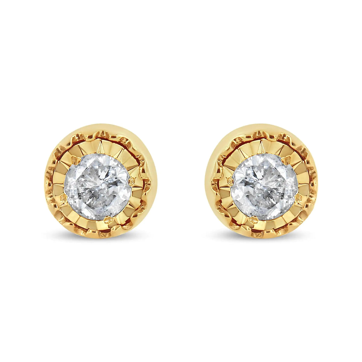 Pendientes de botón con solitario de diamantes de 3/8 quilates en plata de ley 925 Miracle Set (color JK, claridad I3)