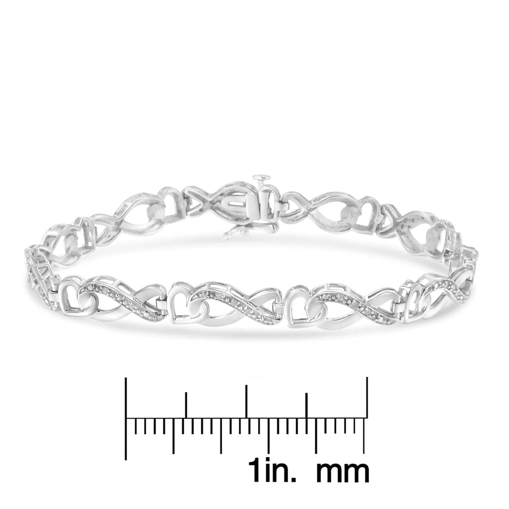 Bracelet tennis Infinity Heart en argent sterling 925 avec diamants 1/5 ct 7 po (couleur HI, clarté I2-I3)