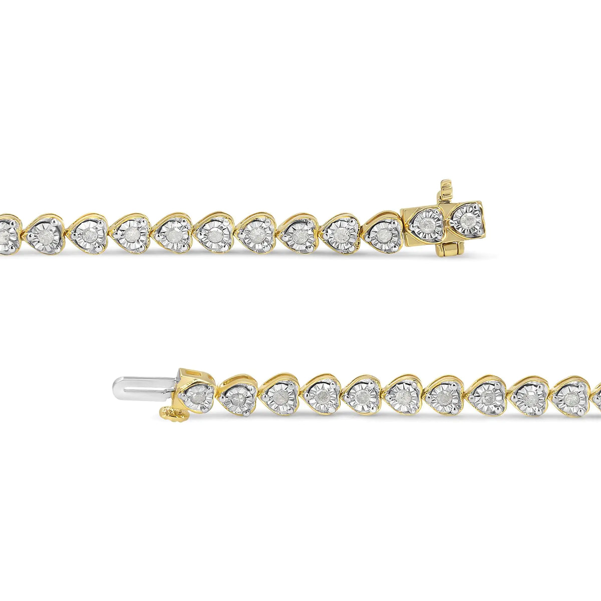 Pulsera de tenis de 7" con eslabones en forma de corazón y diamantes engastados en plata de ley 925 de 1,0 ct (color IJ, claridad I2-I3)