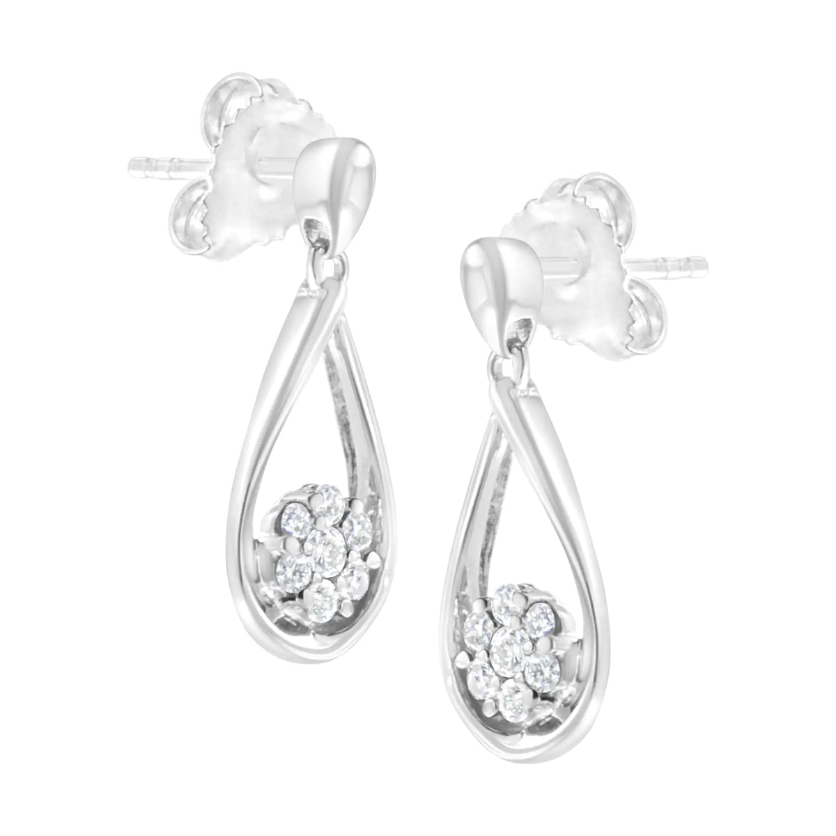 .925 Sterling Silver 1/3 cttw Lab Grown Diamond Drop Earring (F-G Color, VS2-SI1 Clarity)