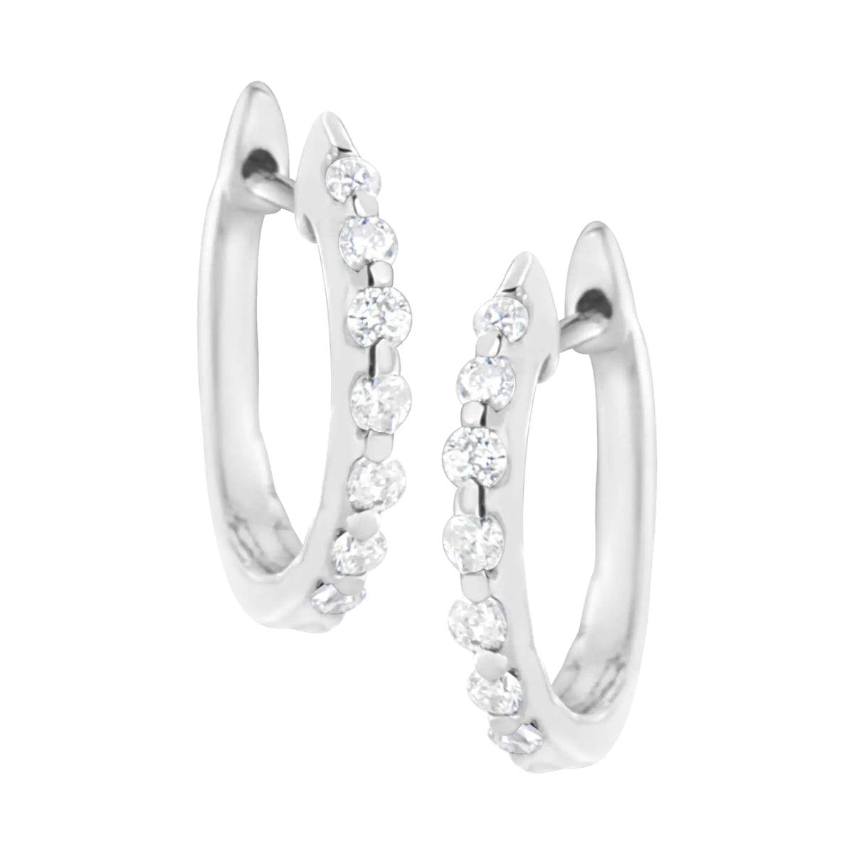 Aros tipo aro con diamantes cultivados en laboratorio de 1/4 ct en plata esterlina 925 (color FG, claridad VS2-SI1)