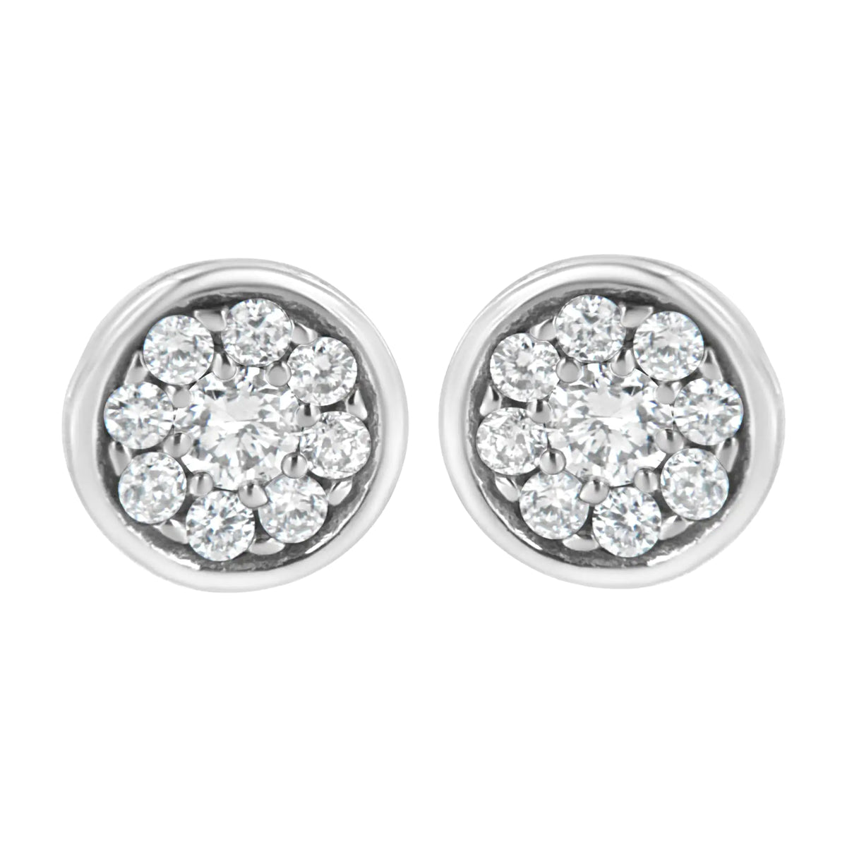.925 Sterling Silver 1/3 cttw Lab Grown Diamond Floral Cluster Stud Earring (F-G Color, VS2-SI1 Clarity)