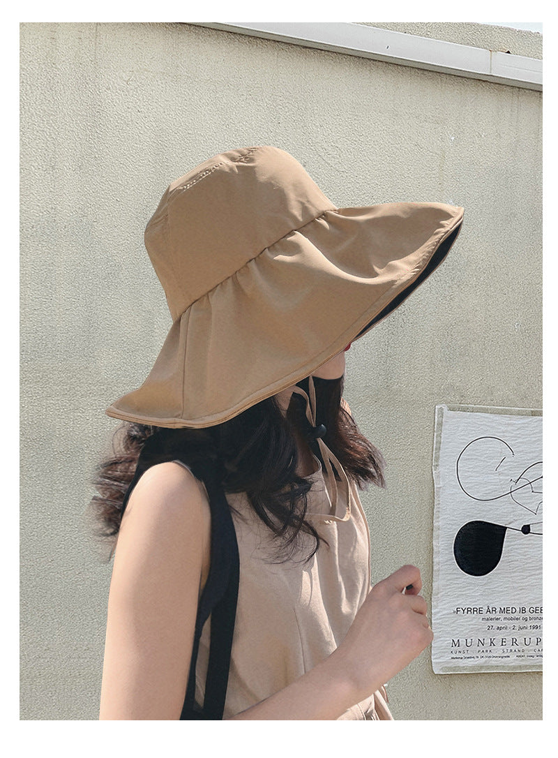 UPF50+ vinyl UV sunshade hat Children's summer face large brim sunscreen hat Outdoor fisherman hat
