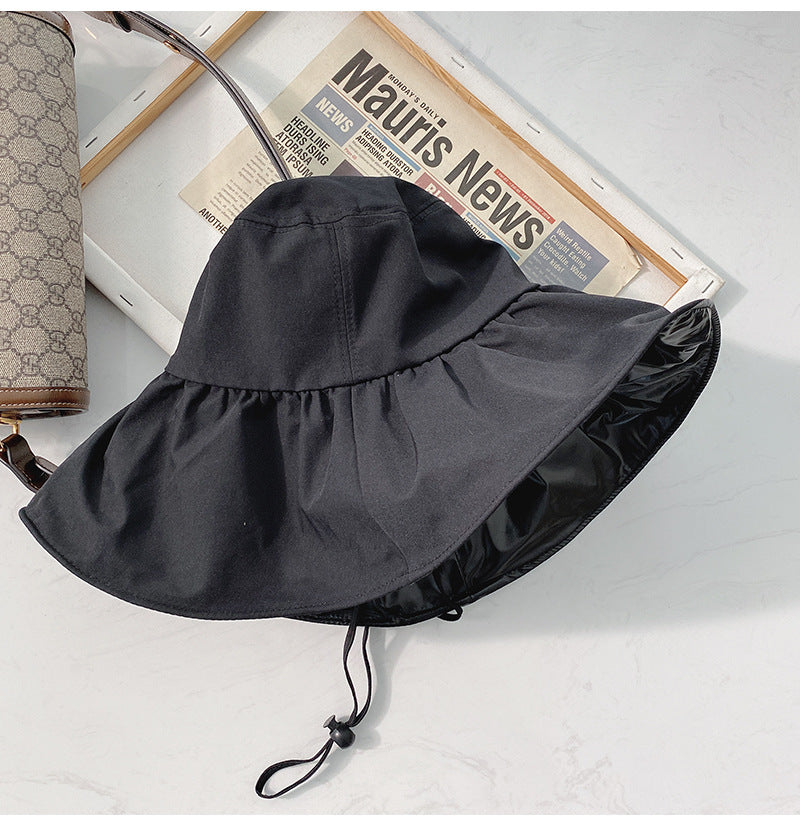 UPF50+ vinyl UV sunshade hat Children's summer face large brim sunscreen hat Outdoor fisherman hat