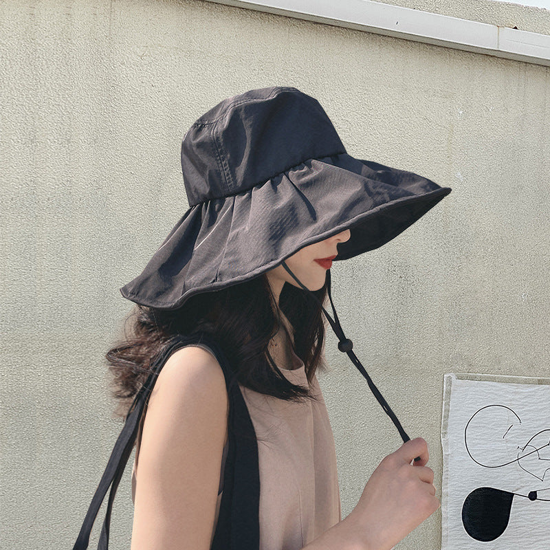 UPF50+ vinyl UV sunshade hat Children's summer face large brim sunscreen hat Outdoor fisherman hat