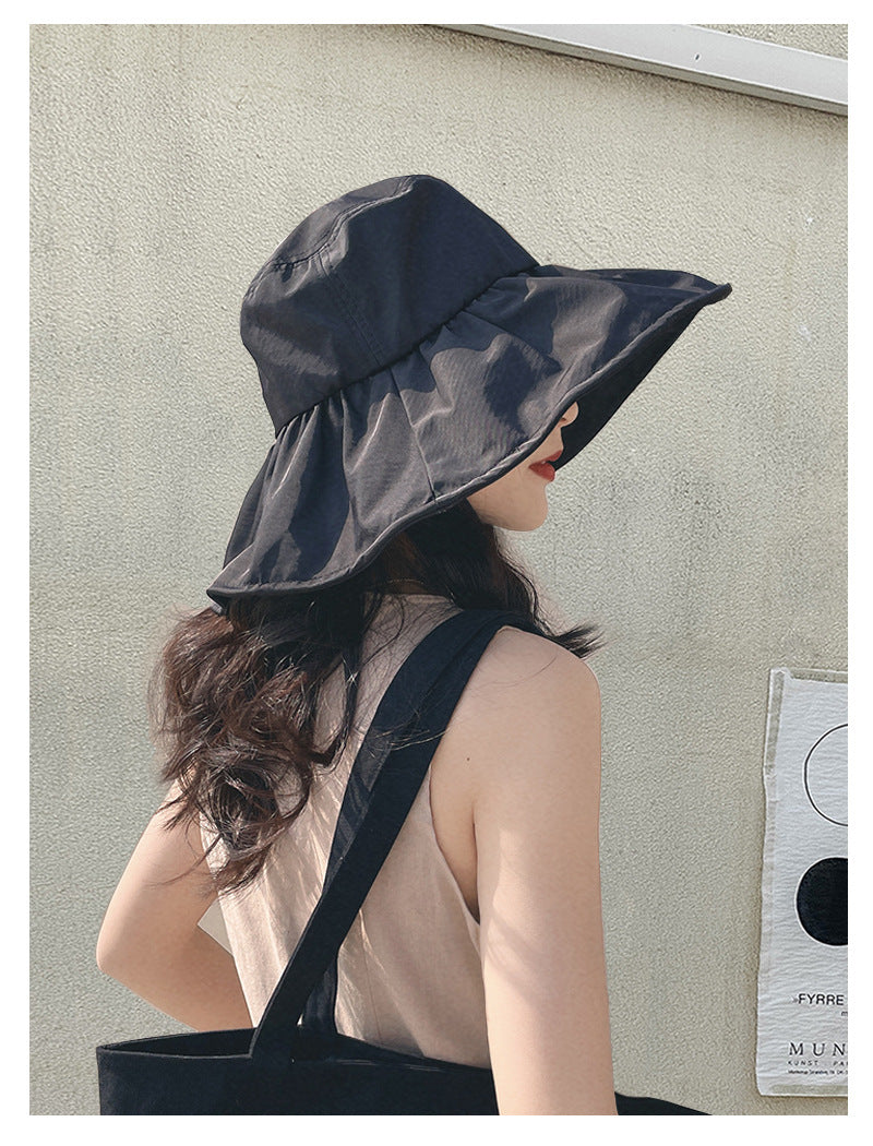 UPF50+ vinyl UV sunshade hat Children's summer face large brim sunscreen hat Outdoor fisherman hat