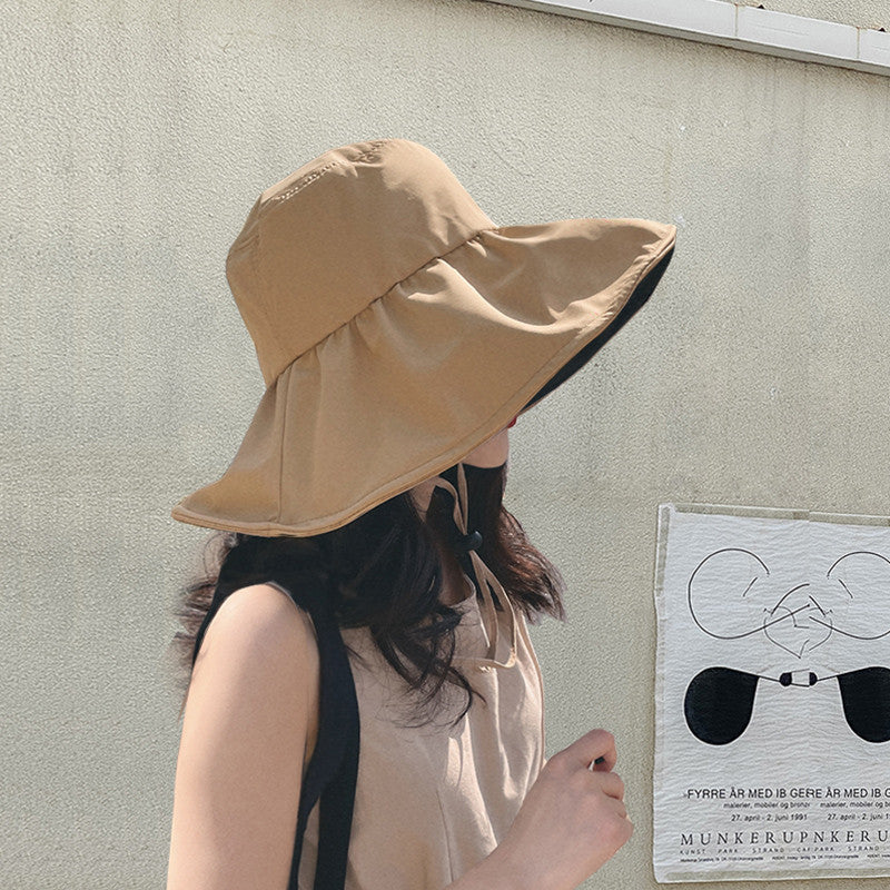 UPF50+ vinyl UV sunshade hat Children's summer face large brim sunscreen hat Outdoor fisherman hat