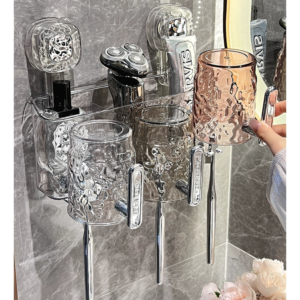 Suction Cup Toothbrush Rack Wall-Mounted No Punch Toothbrush Holder New Arrival Bathroom Tooth Cup Gargle Cup Shelf