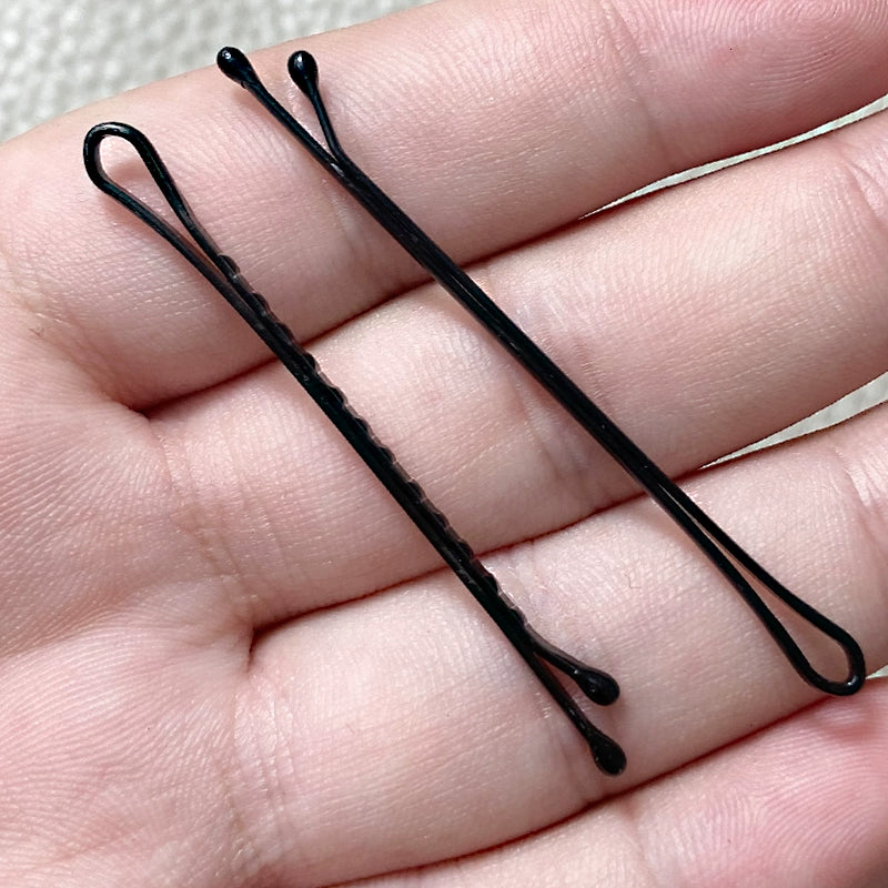 Hair Styling Hair Clip Evening Wear Plain Weave High Elasticity Little Black Clip round Head Wave Pattern Boxed Steel Wire Clip