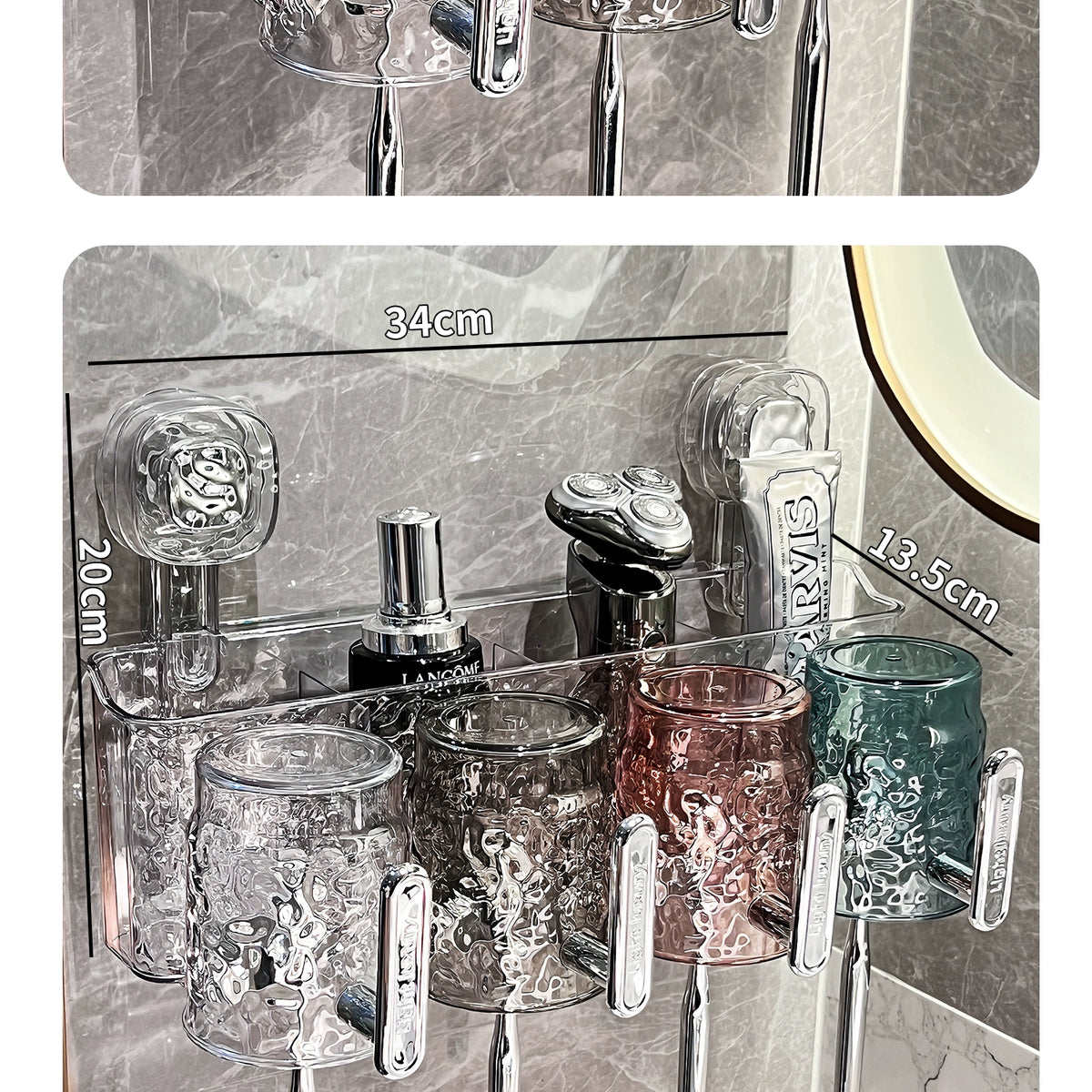Suction Cup Toothbrush Rack Wall-Mounted No Punch Toothbrush Holder New Arrival Bathroom Tooth Cup Gargle Cup Shelf