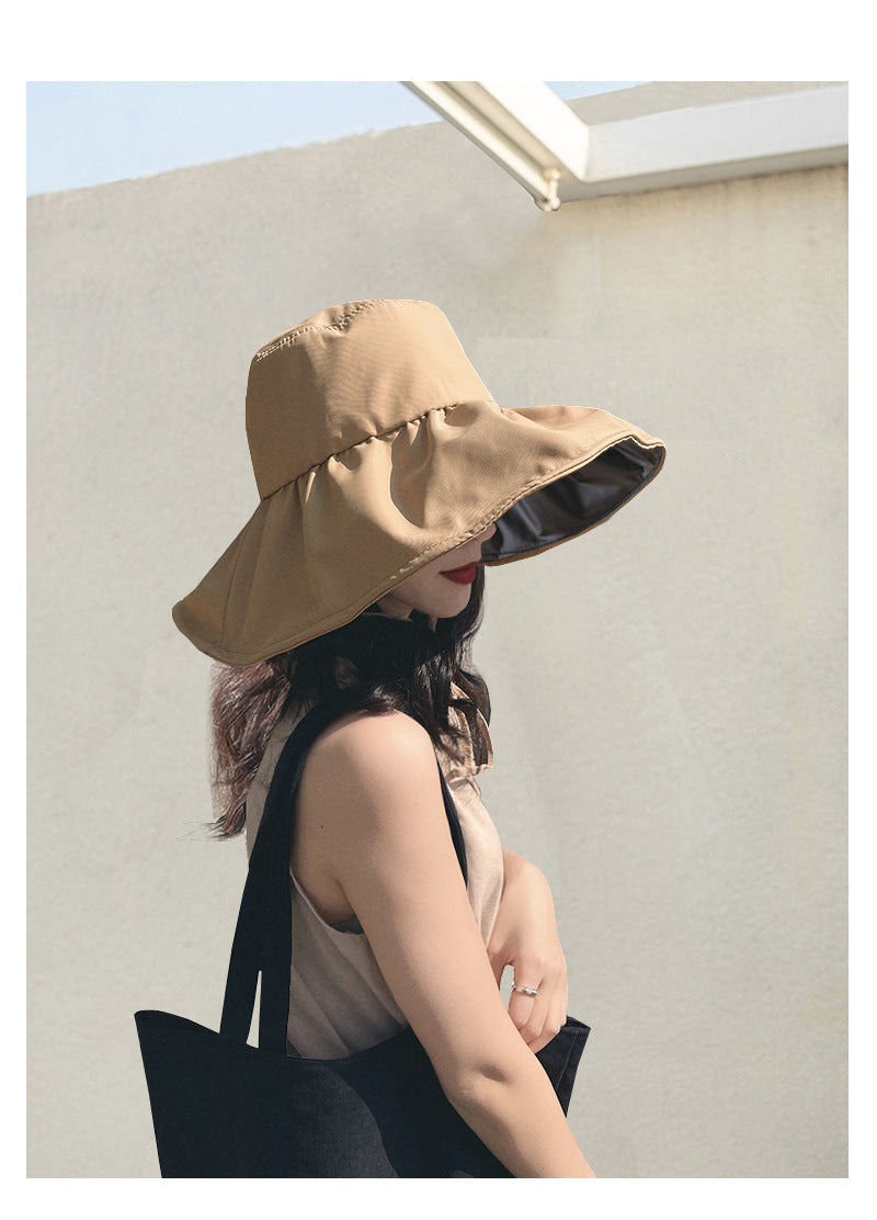 UPF50+ vinyl UV sunshade hat Children's summer face large brim sunscreen hat Outdoor fisherman hat
