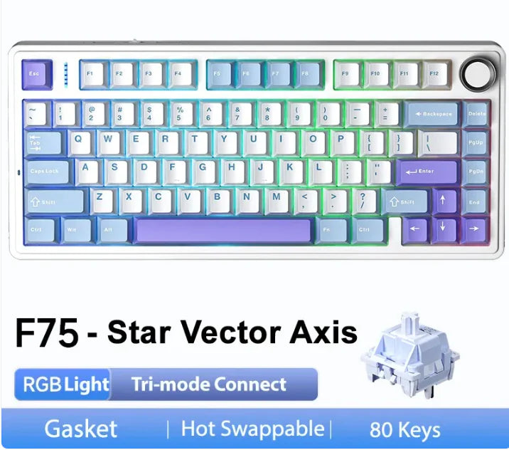 Teclado mecánico inalámbrico Bluetooth de tres modos