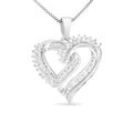 Collier avec pendentif en forme de cœur ajouré à double rangée de diamants de 1/2 ct en argent sterling 925 de 45,7 cm (couleur IJ, clarté I3)