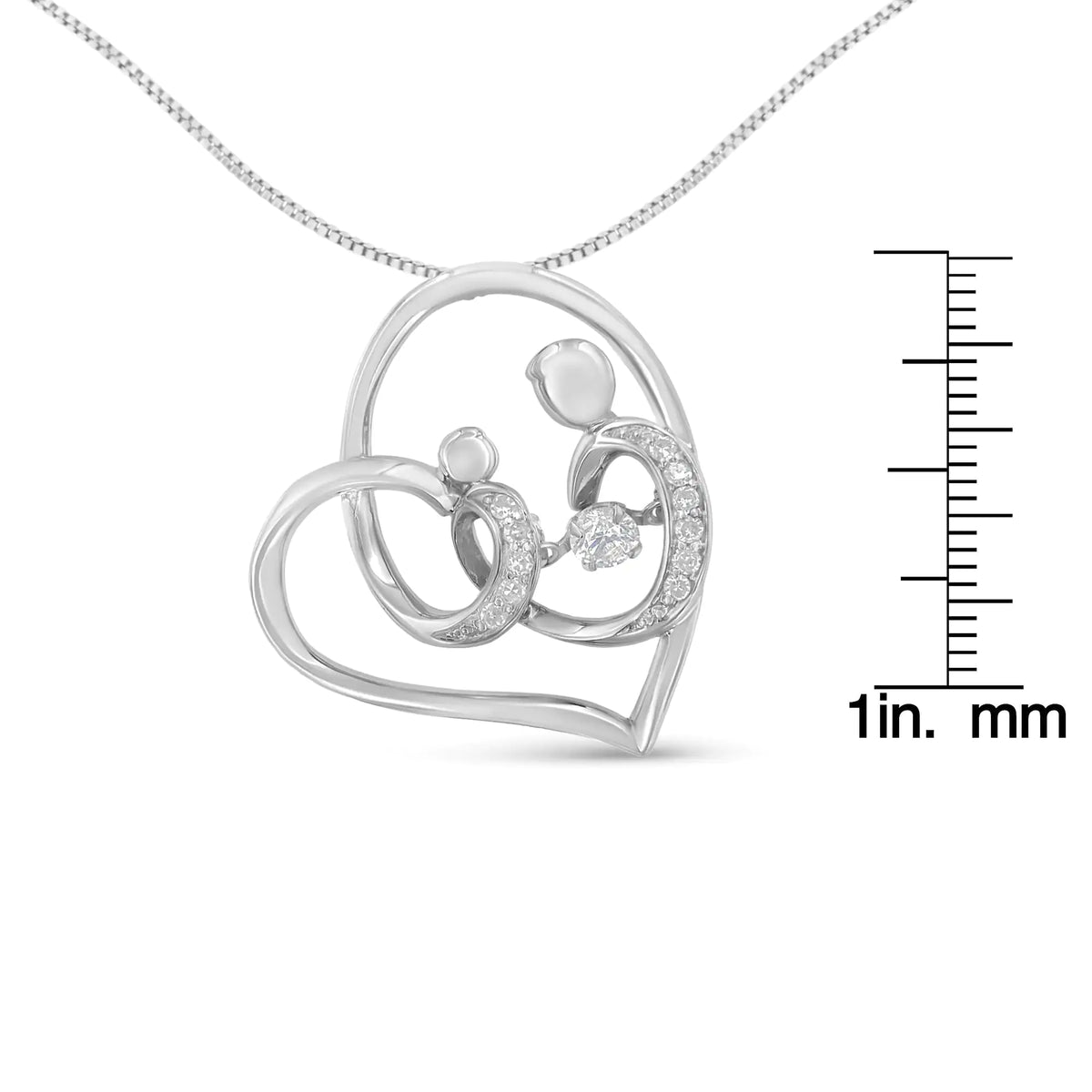Collar con colgante de corazón de diamantes de 1/6 cttw en plata de ley 925 (HI, I1-I2)