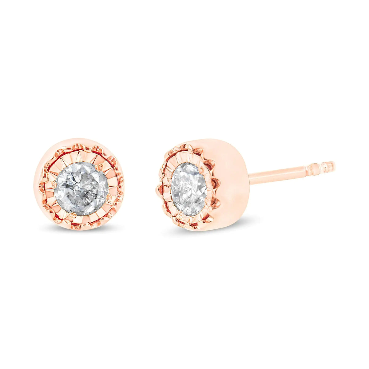 Pendientes de botón con solitario de diamantes de 3/8 quilates en plata de ley 925 Miracle Set (color JK, claridad I3)
