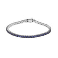 Bracelet de tennis en argent sterling 925 avec saphir bleu synthétique rond de 5 3/4 ct - 7,25 pouces