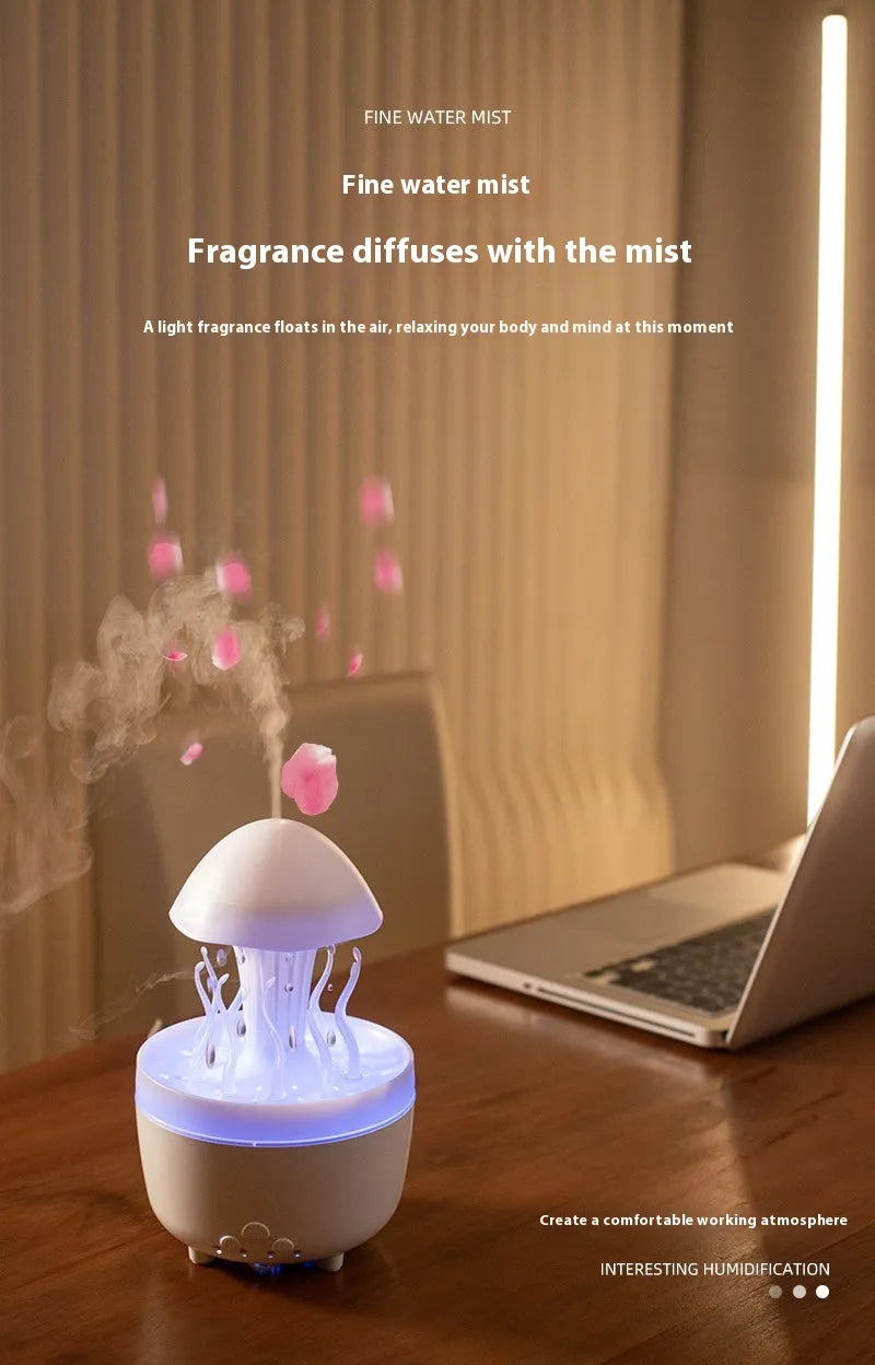 Difusor de aroma con forma de gota de agua giratoria, lámpara de noche colorida