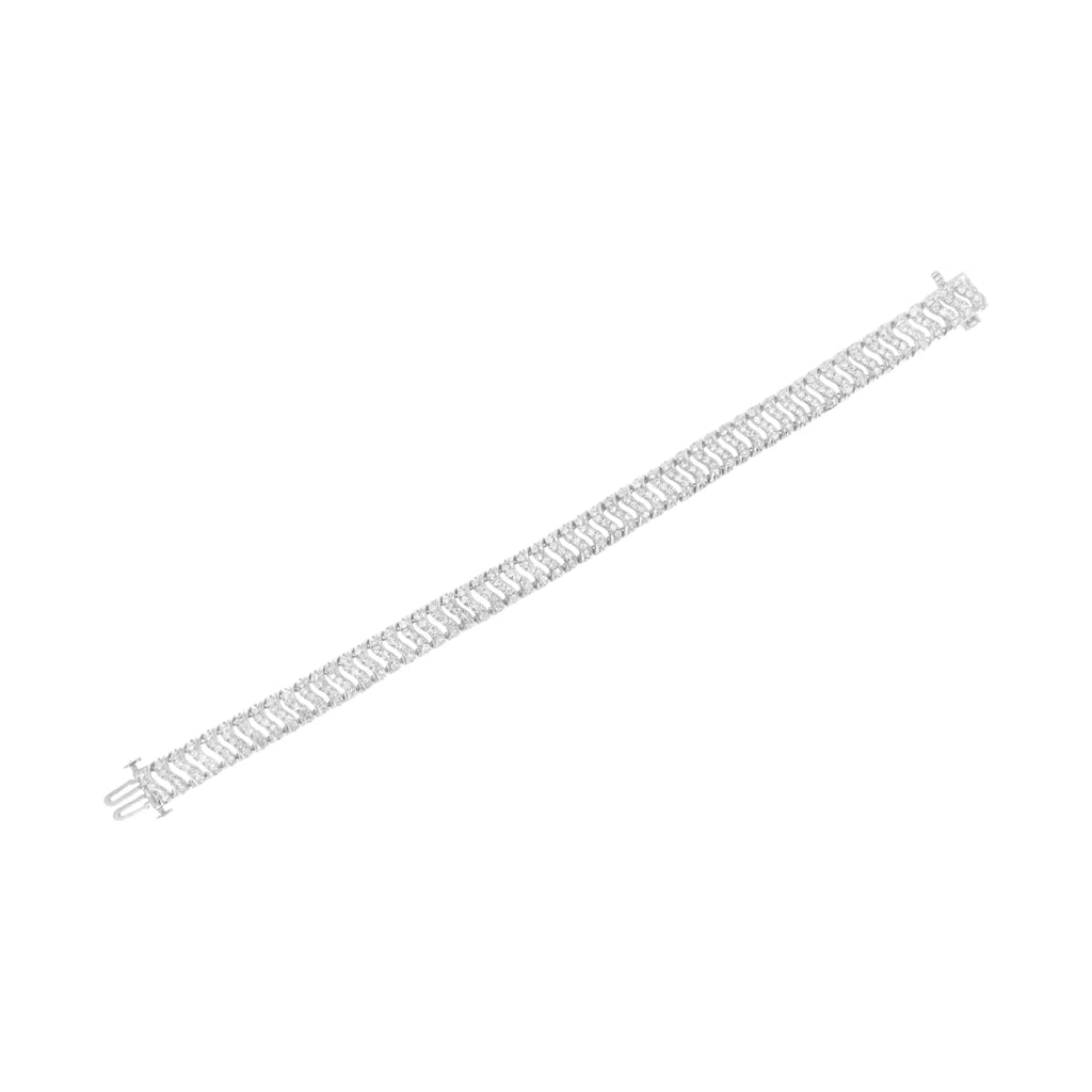Bracelet à maillons ondulés en forme de « S » en argent sterling 925 avec diamants de 3,0 ct (couleur IJ, pureté I1-I2) - 7,25