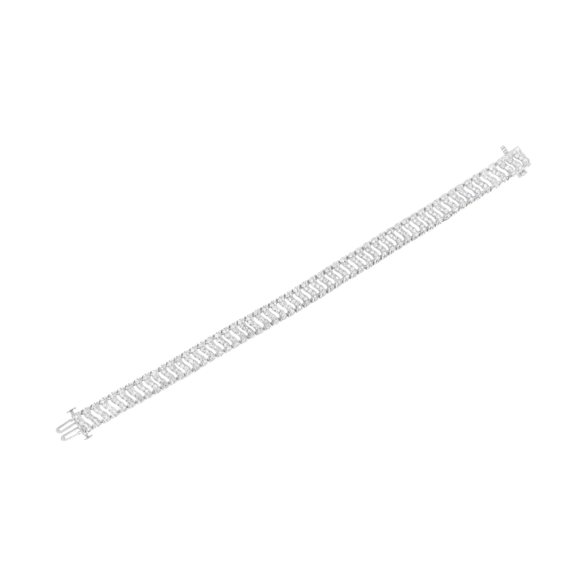 Pulsera de eslabones ondulados en forma de chevron con diamantes de 3,0 ct en plata de ley 925 (color IJ, claridad I1-I2) - 7,25