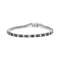 Bracelet de tennis en argent sterling 925 de 1,0 ct avec alternance de diamants blancs ronds et de diamants noirs traités ronds (couleur noire et IJ, pureté I3) - Taille 7" pouces