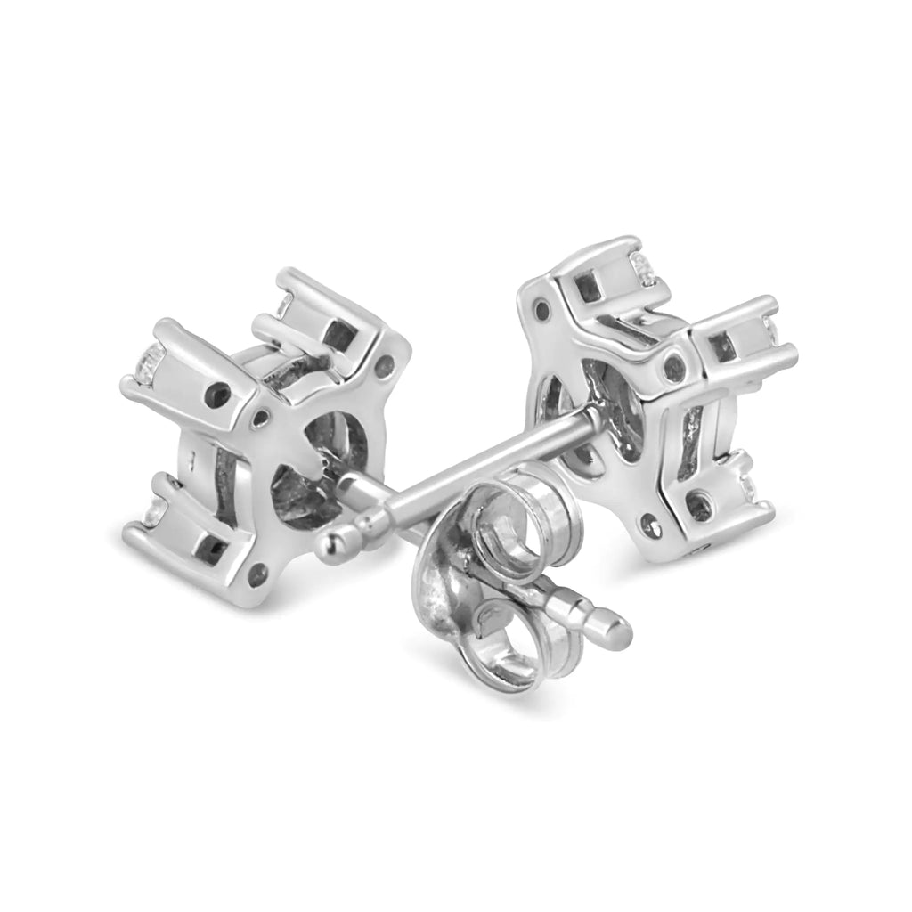 Aros con forma de "X" de diamantes de talla princesa y redonda engastados con placa Miracle de 1/4 ct en plata esterlina 925 (color IJ, claridad I2-I3)