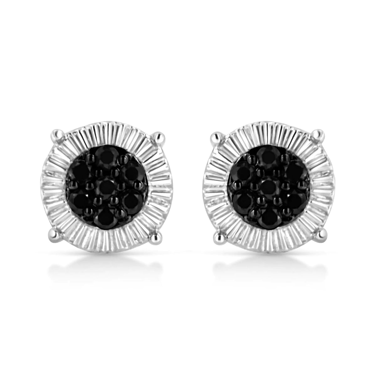 Pendientes de flor con diamantes tratados de 1/4 ct en plata de ley 925