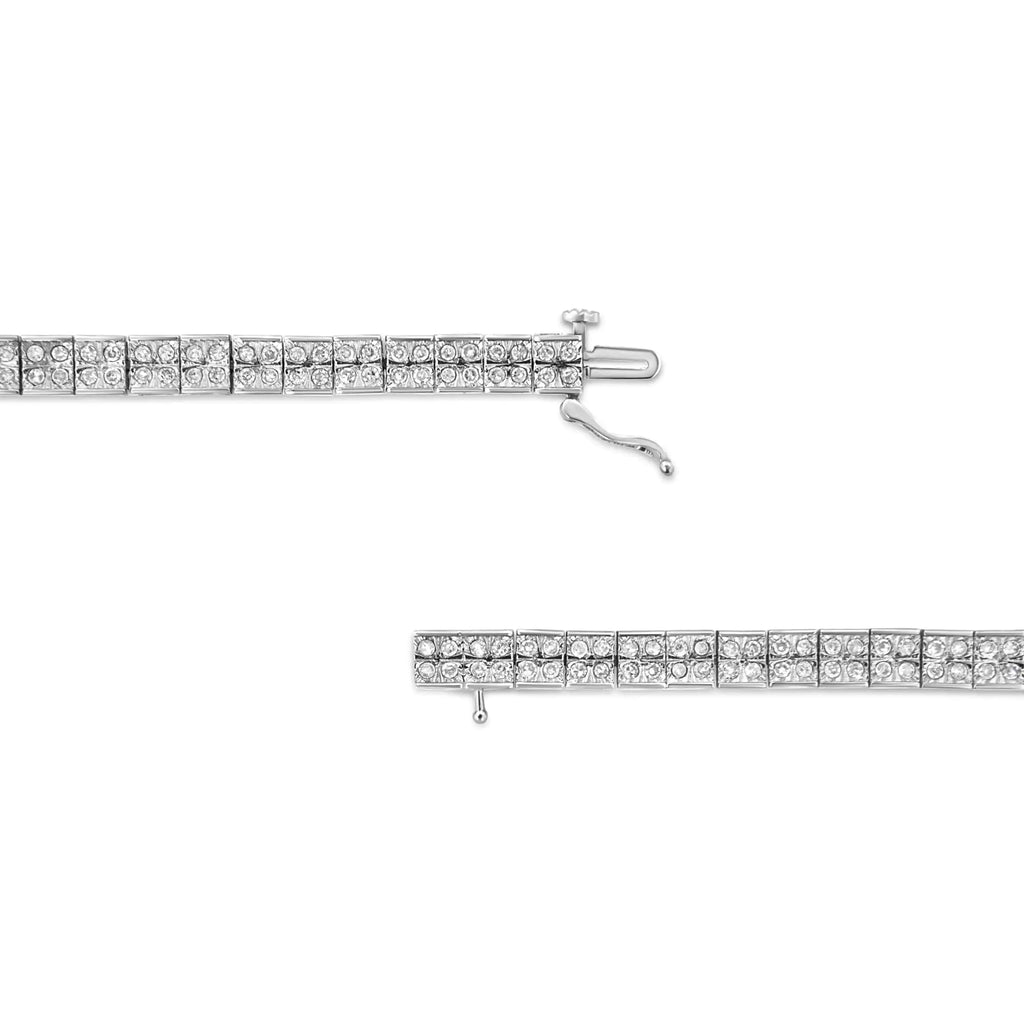 Pulsera de eslabones de caja con diamantes de talla redonda engastados en garras de 2 ct y 4 piedras en plata de ley 925 (color IJ, claridad I3) - 7,25"