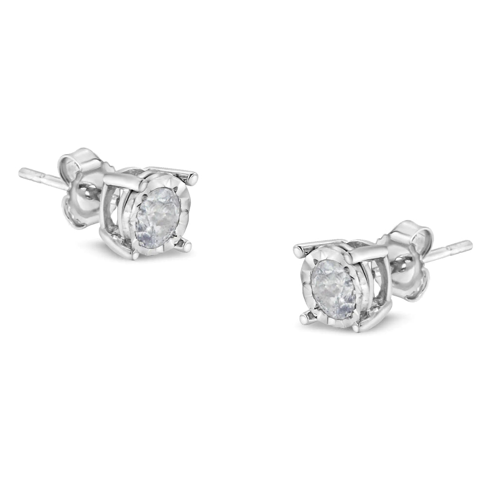 Aros con diamantes de talla brillante redondos casi incoloros de 1/2 ct engastados en plata de ley 925 (color HI, claridad I2-I3)