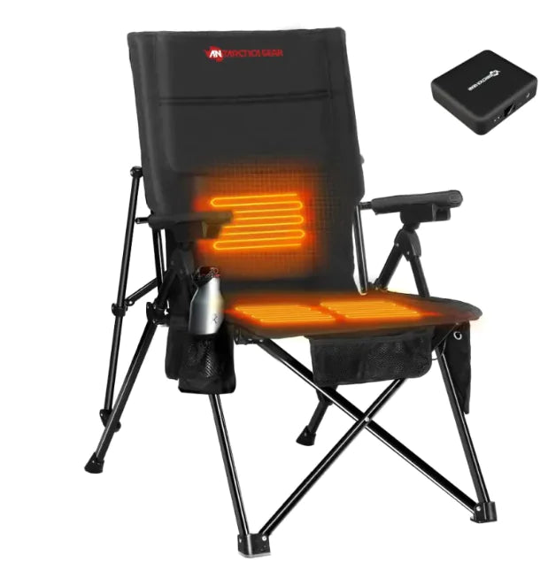 Silla de camping con calefacción Antarctica Gear con batería de 12 V y 5 bolsillos