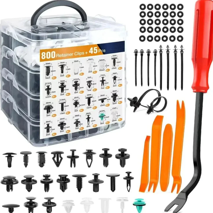 Kit de reparación de parachoques de coche de 800 piezas en caja con botón universal