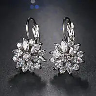 Boucles d'oreilles pendantes ravissantes Snowflowers en 3 tons