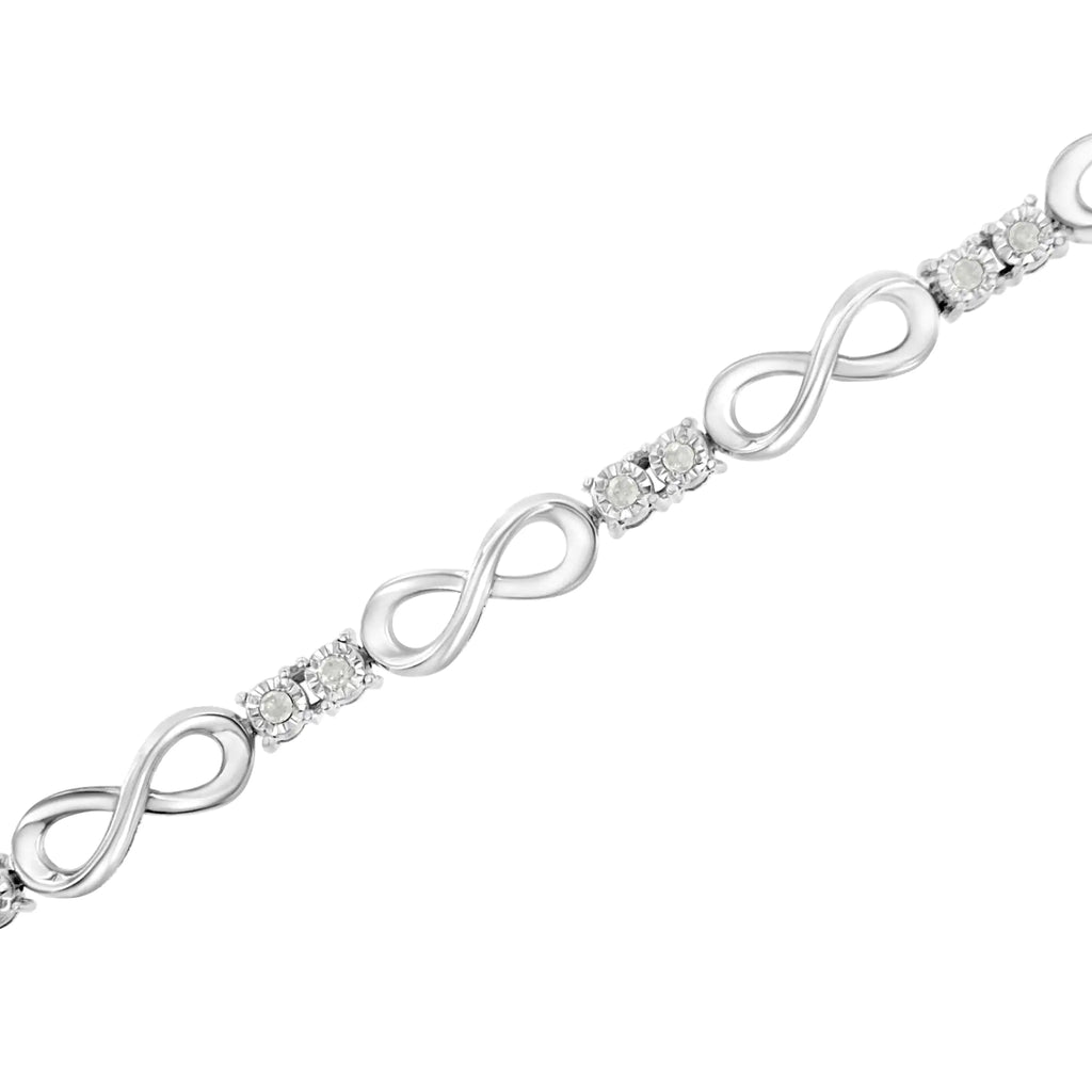 Bracelet à maillons infinis en argent sterling 925 avec diamants sertis miracles 1/4 ct (couleur IJ, pureté I3-Promo) - 7,25"