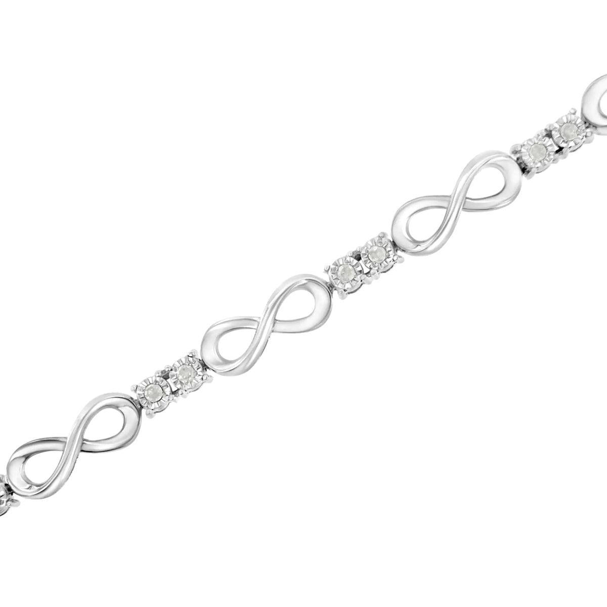 Pulsera de eslabones infinitos con diamantes engastados en plata de ley 925 de 1/4 ct (color IJ, claridad I3-Promo) - 7,25"